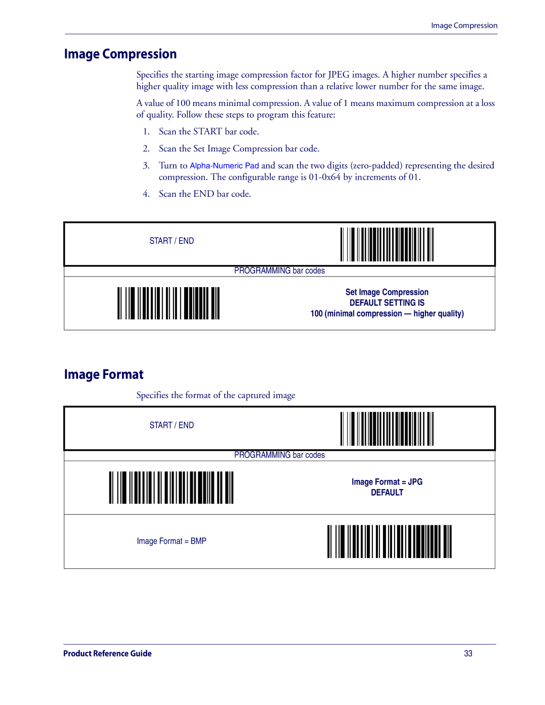 Datalogic Scanning 3200VSI manual Image Compression, Image Format, Specifies the format of the captured image 