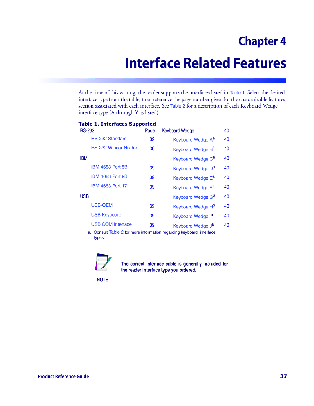 Datalogic Scanning 3200VSI manual Interface Related Features, Interfaces Supported 