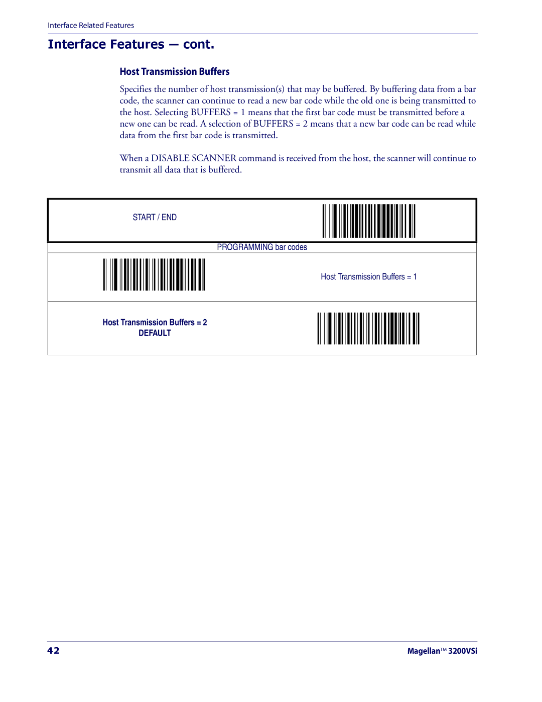 Datalogic Scanning 3200VSI manual Interface Features, Host Transmission Buffers 