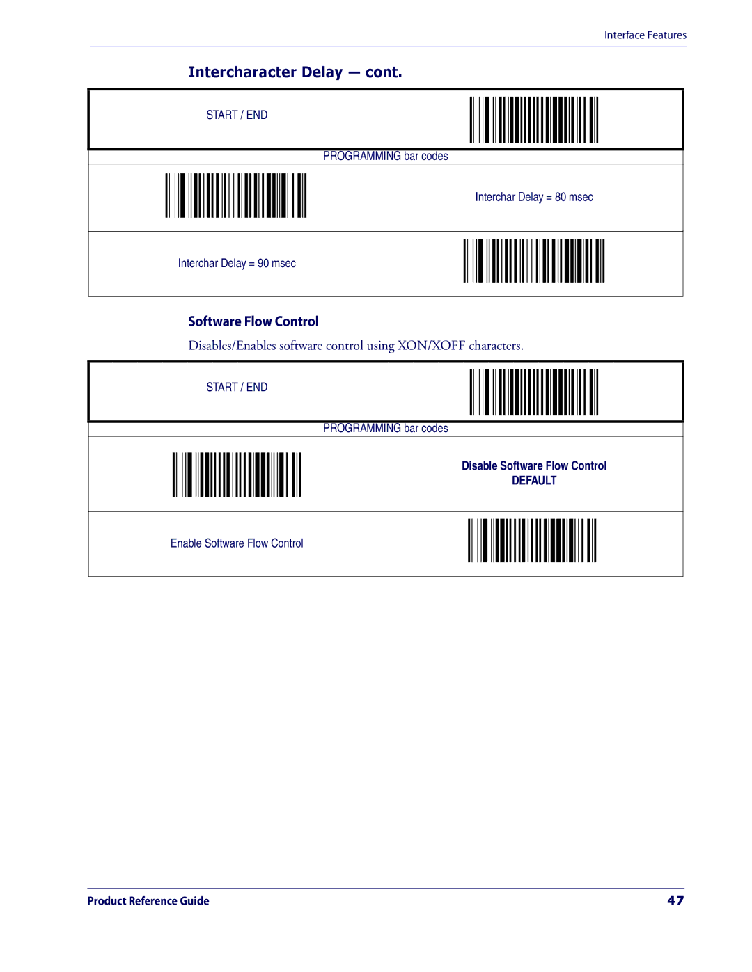 Datalogic Scanning 3200VSI manual Software Flow Control, Disables/Enables software control using XON/XOFF characters 