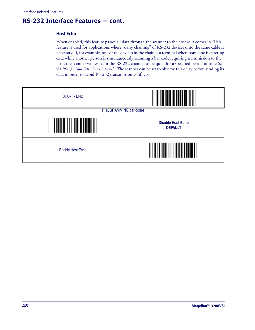 Datalogic Scanning 3200VSI manual Host Echo 