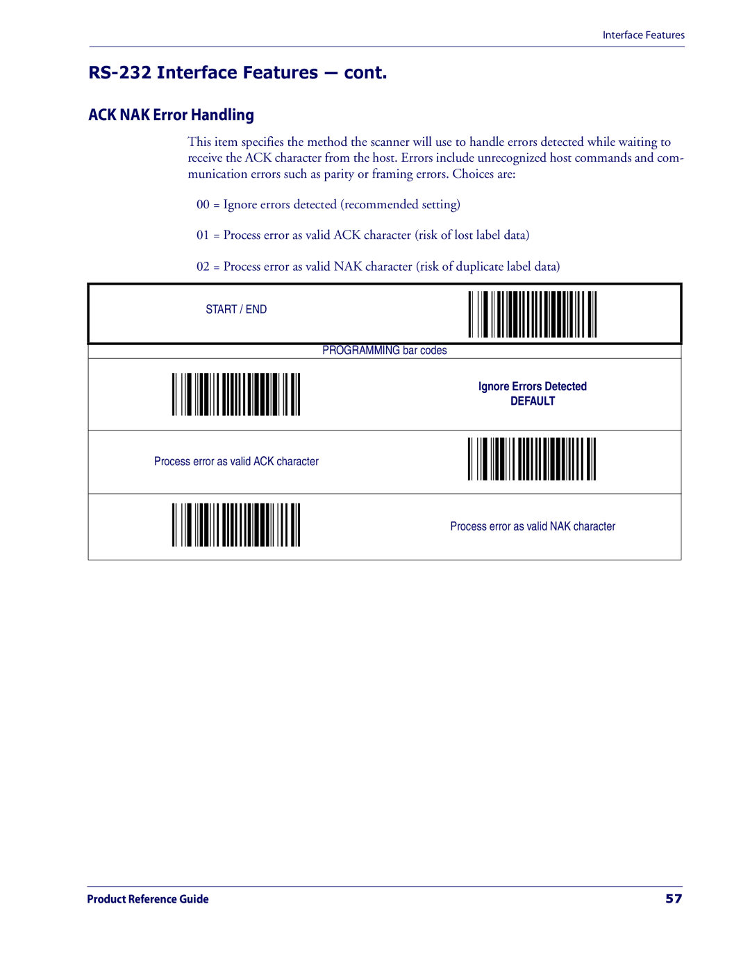 Datalogic Scanning 3200VSI manual ACK NAK Error Handling 