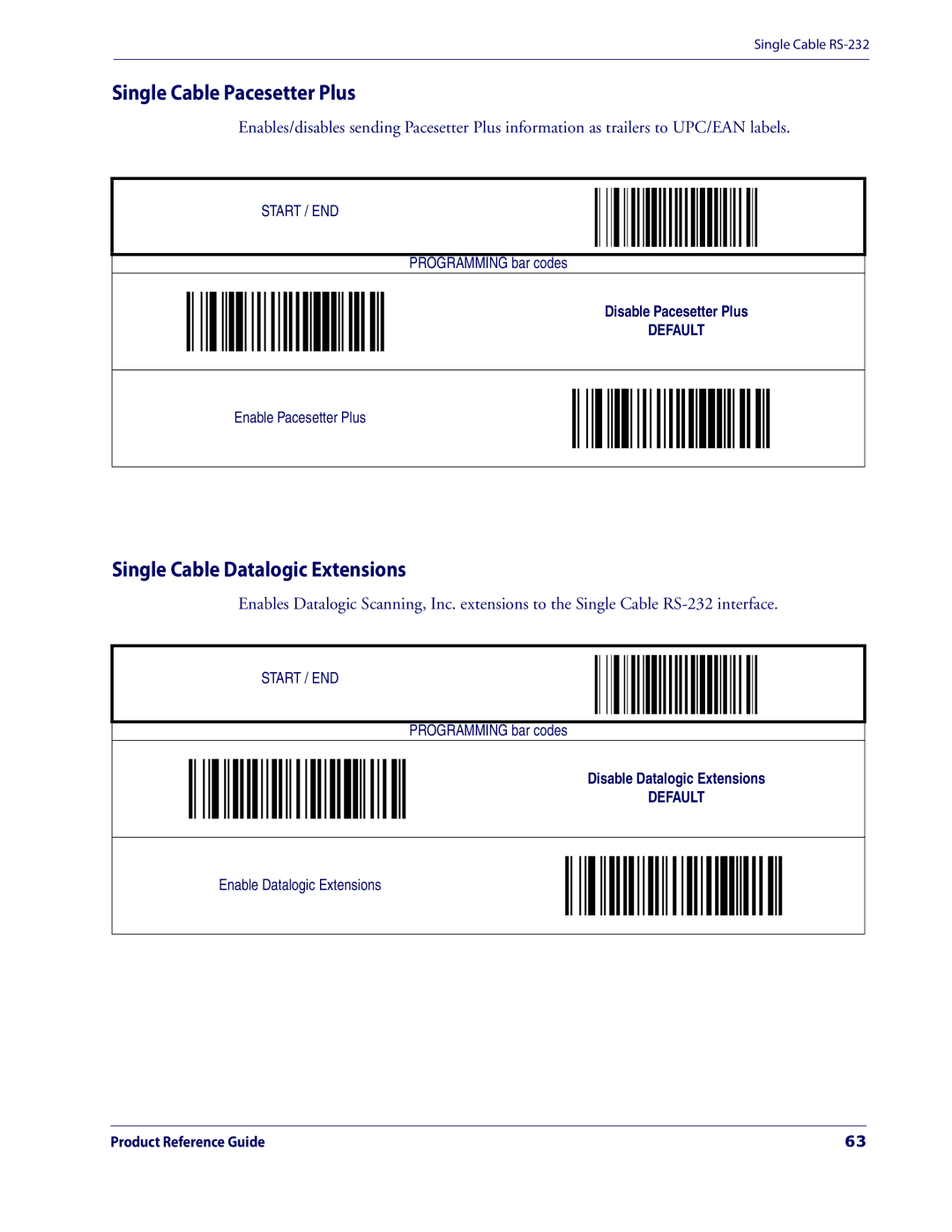 Datalogic Scanning 3200VSI manual Single Cable Pacesetter Plus, Single Cable Datalogic Extensions 