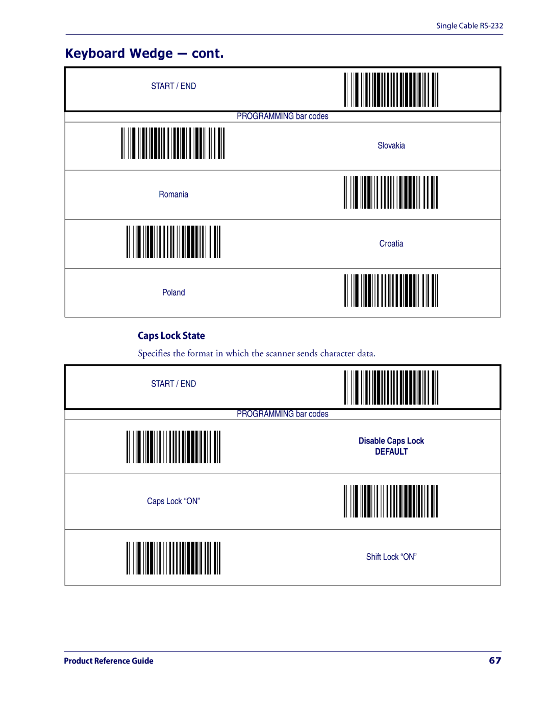 Datalogic Scanning 3200VSI manual Caps Lock State 