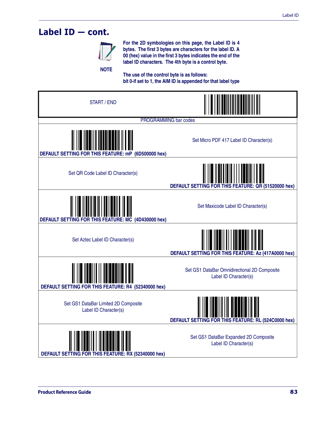 Datalogic Scanning 3200VSI manual Default Setting for this Feature mP 6D500000 hex 