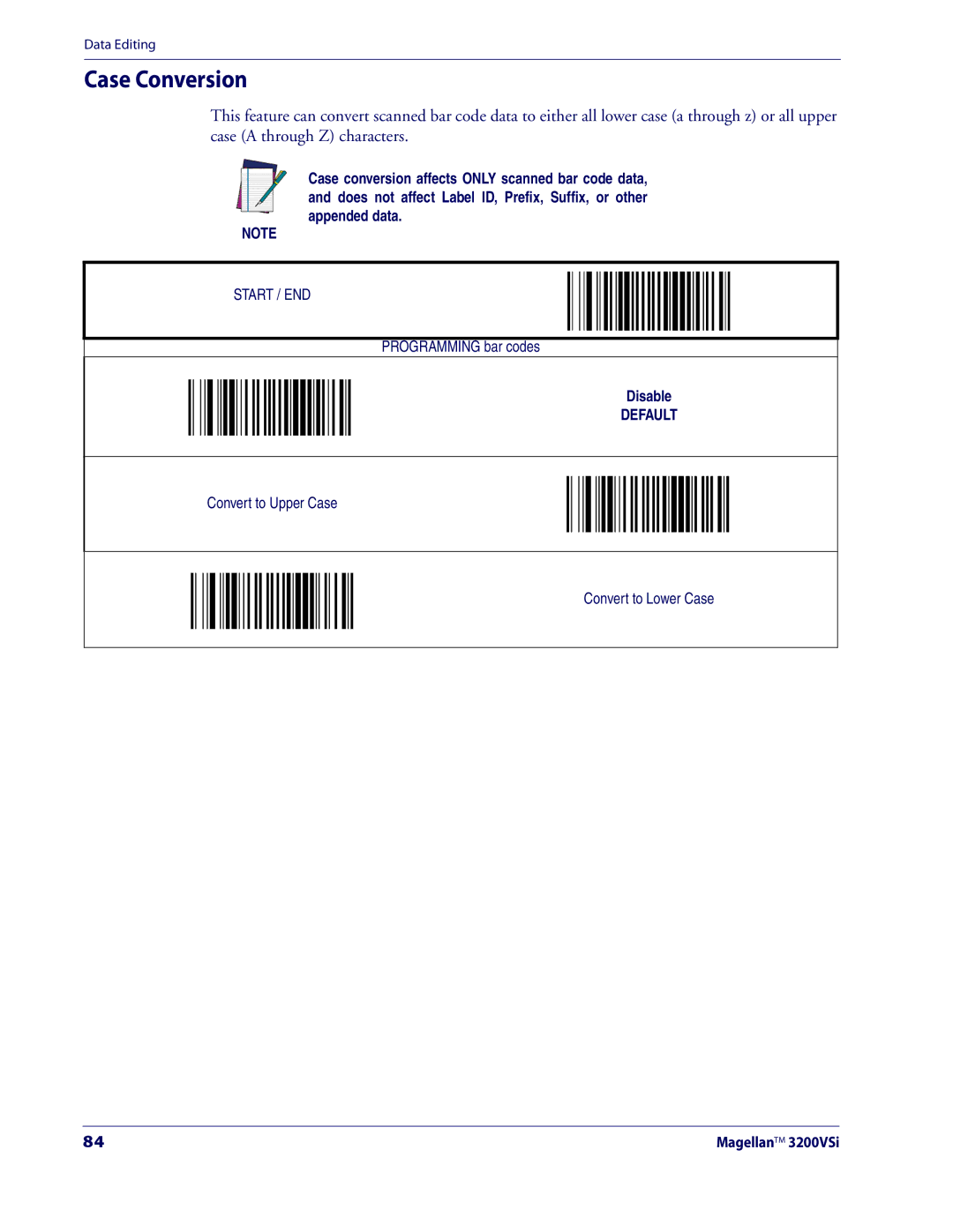 Datalogic Scanning 3200VSI manual Case Conversion 