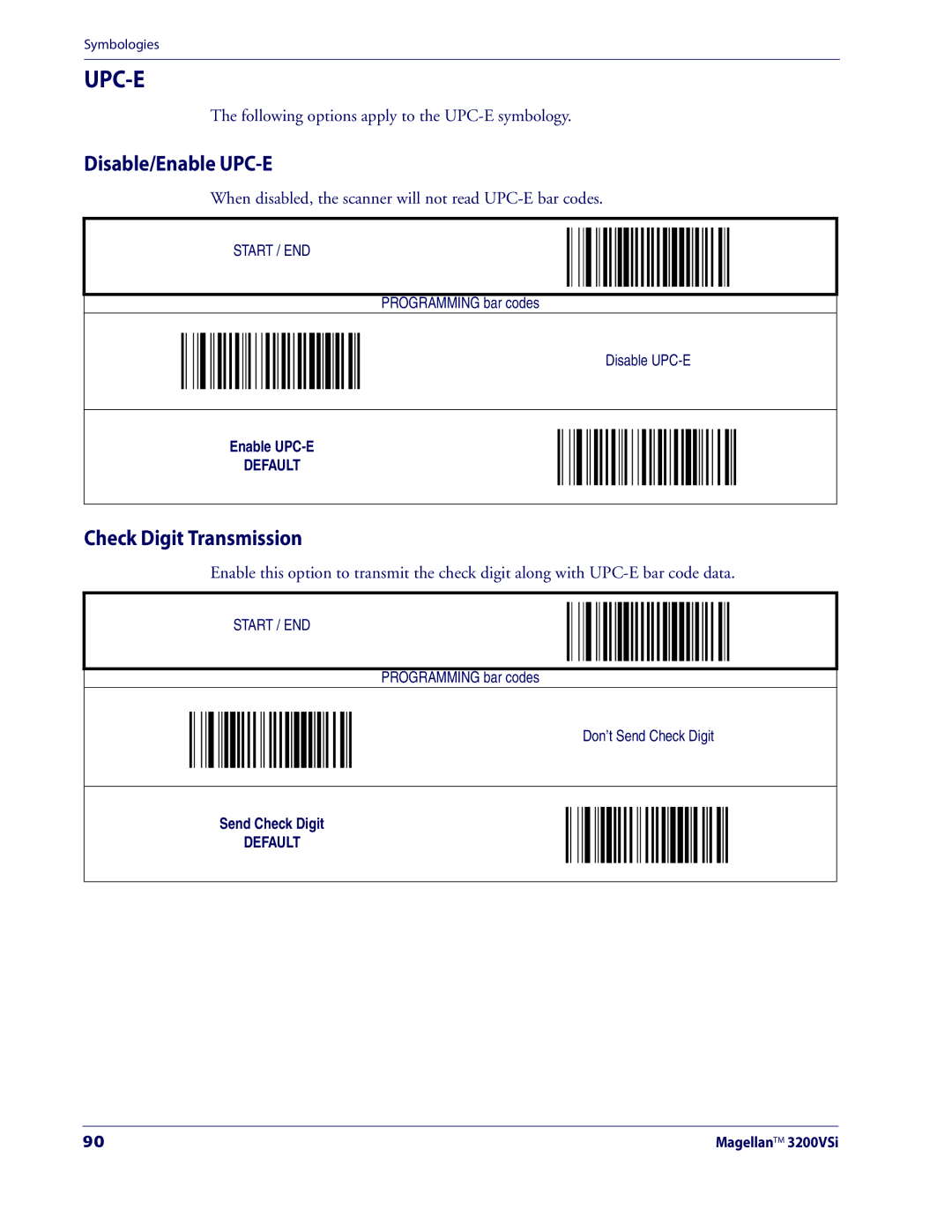 Datalogic Scanning 3200VSI manual Disable/Enable UPC-E, Following options apply to the UPC-E symbology 