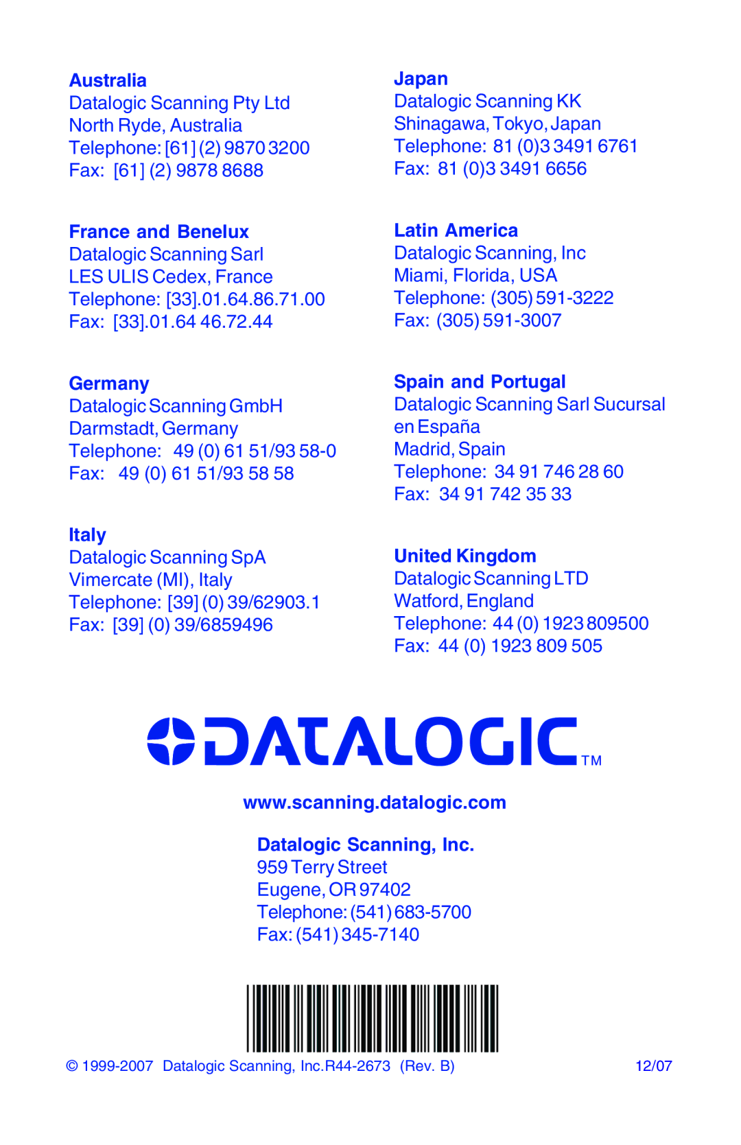 Datalogic Scanning 6000 PLUS manual Australia 