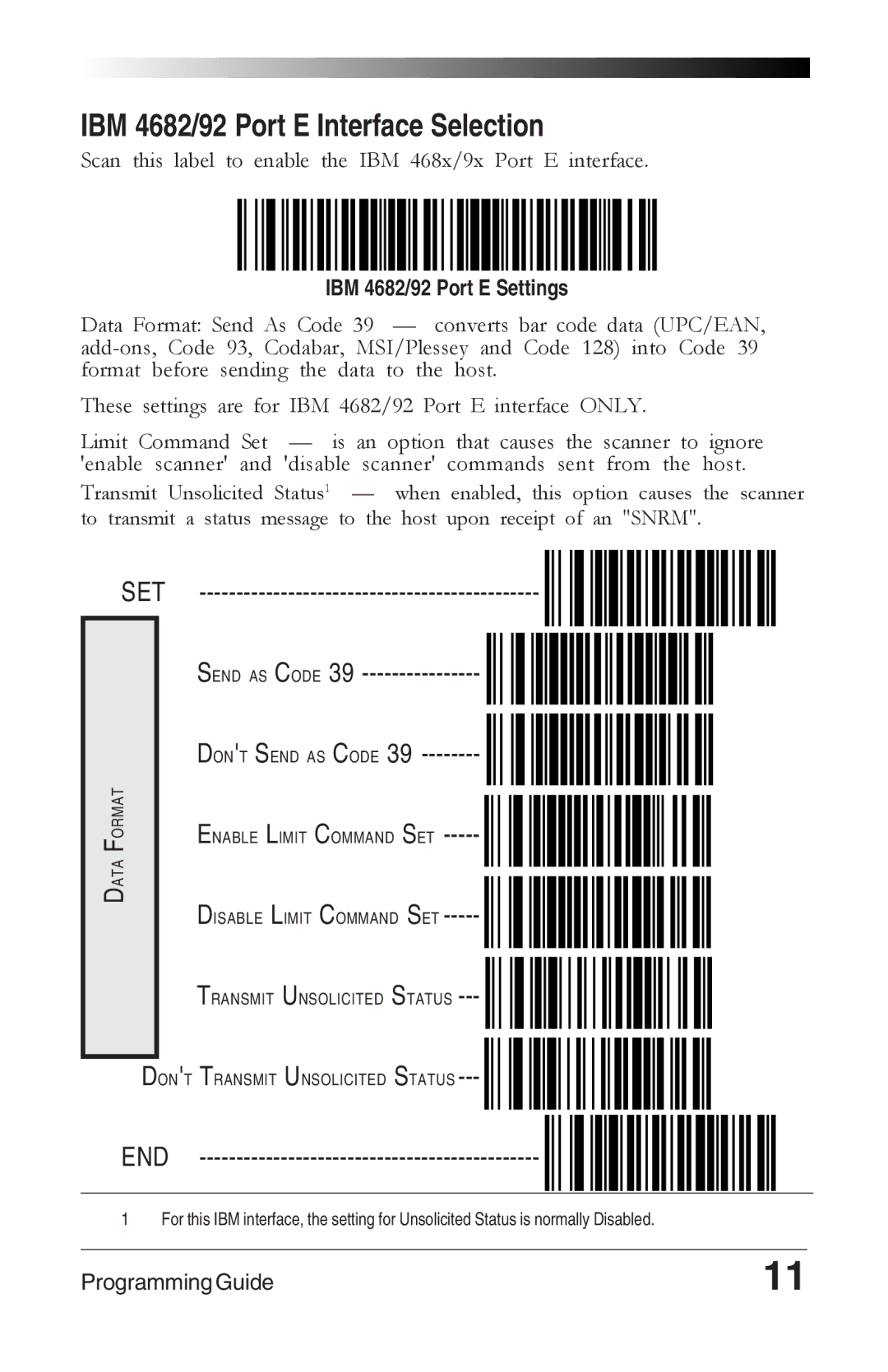 Datalogic Scanning 6000 PLUS manual IBM 4682/92 Port E Interface Selection, IBM 4682/92 Port E Settings 