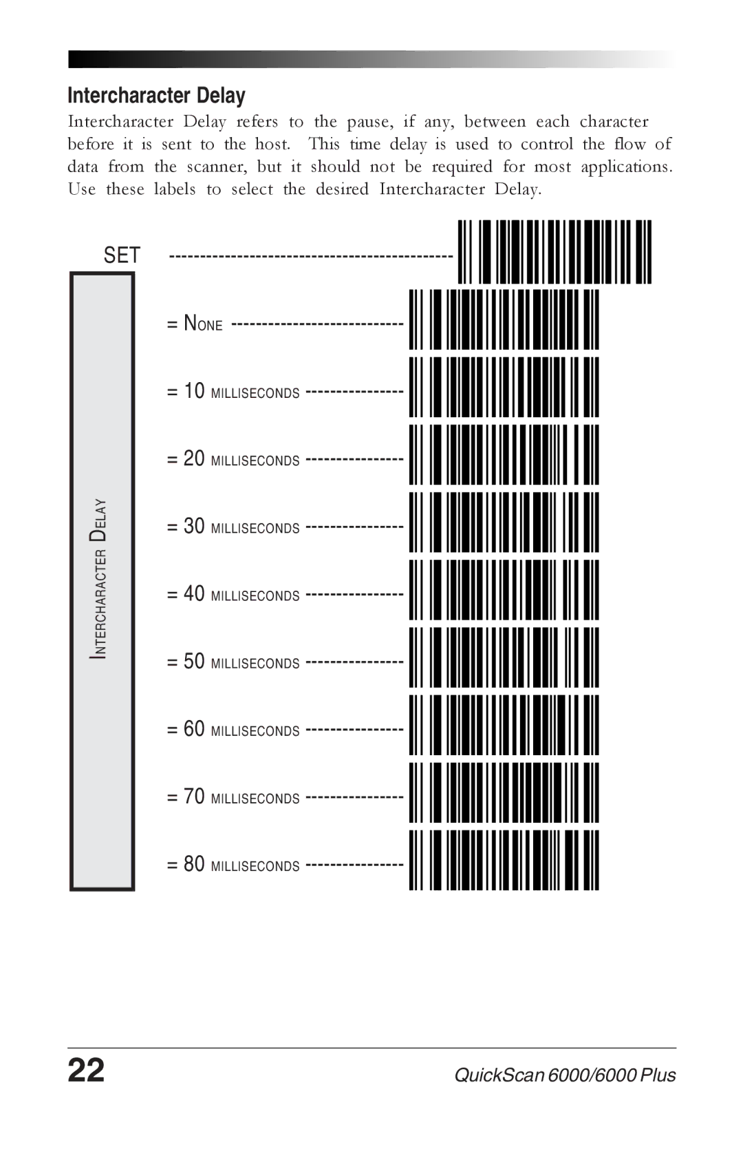 Datalogic Scanning 6000 PLUS manual Intercharacter Delay 