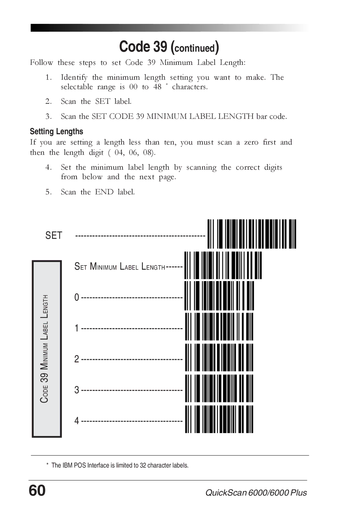 Datalogic Scanning 6000 PLUS manual Setting Lengths 