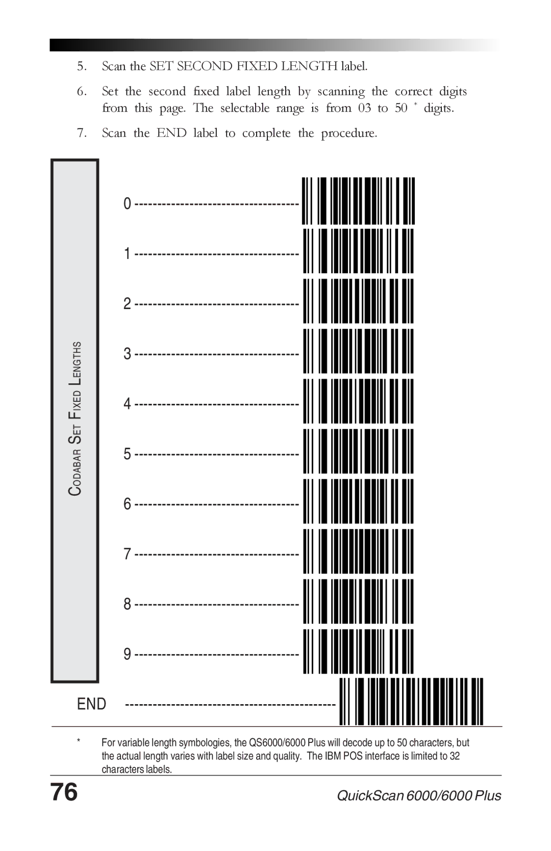 Datalogic Scanning 6000 PLUS manual Codabar SET Fixed Lengths 