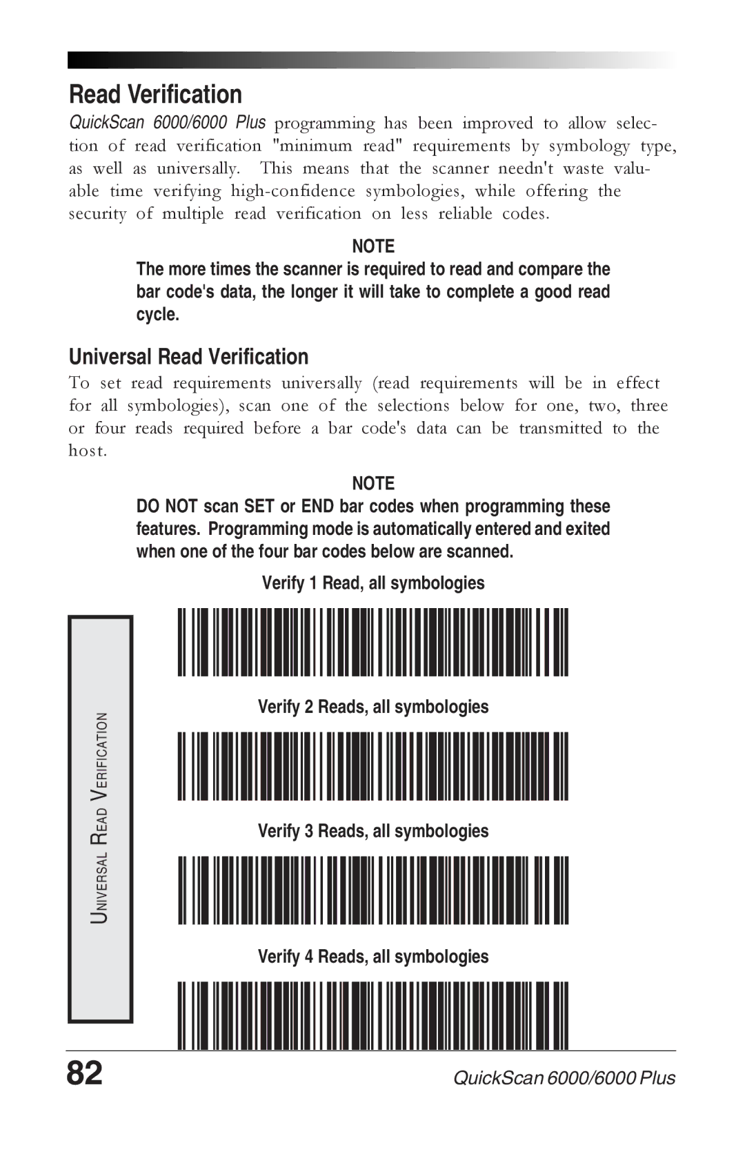 Datalogic Scanning 6000 PLUS manual Universal Read Verification 