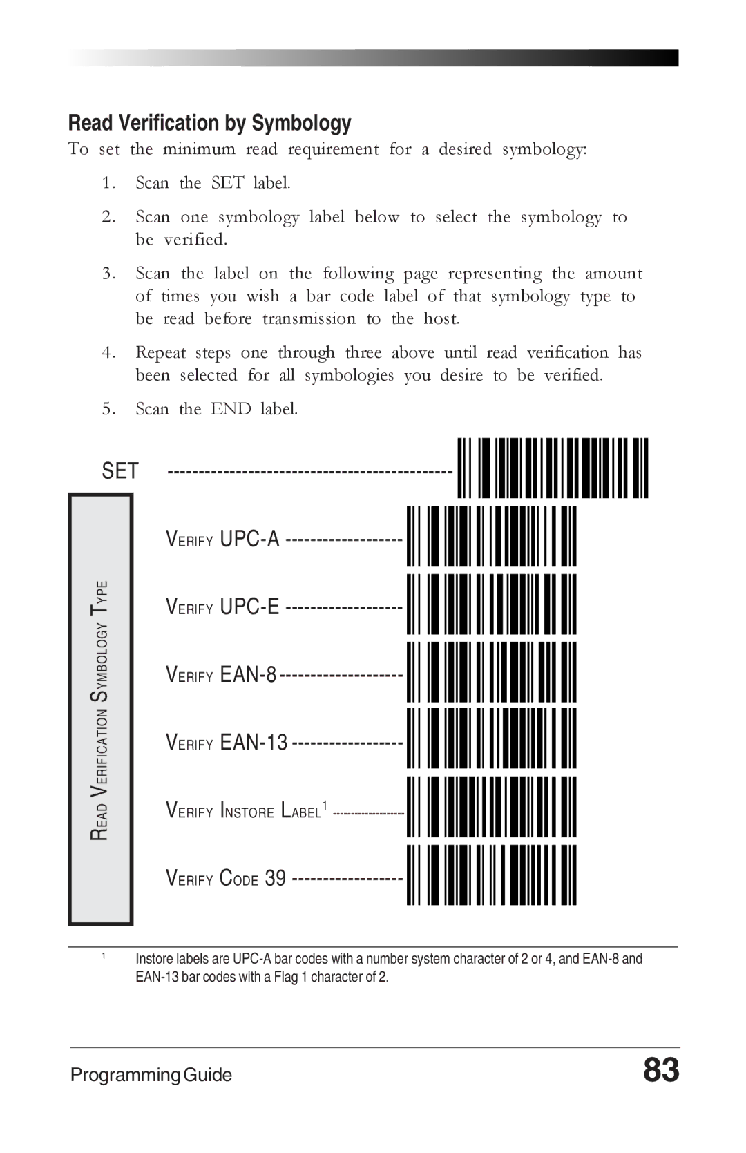 Datalogic Scanning 6000 PLUS manual Read Verification by Symbology, Verify UPC-A Verify UPC-E Verify EAN-8 Verify EAN-13 