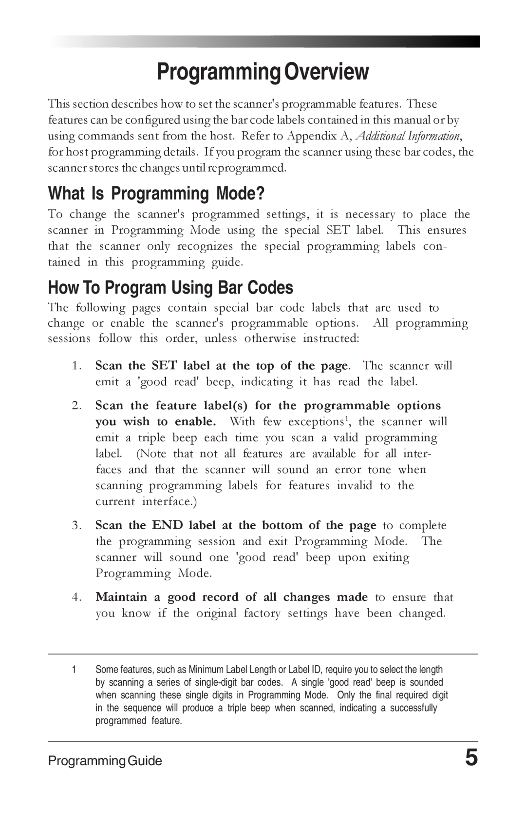 Datalogic Scanning 6000 PLUS manual Programming Overview, What Is Programming Mode?, How To Program Using Bar Codes 