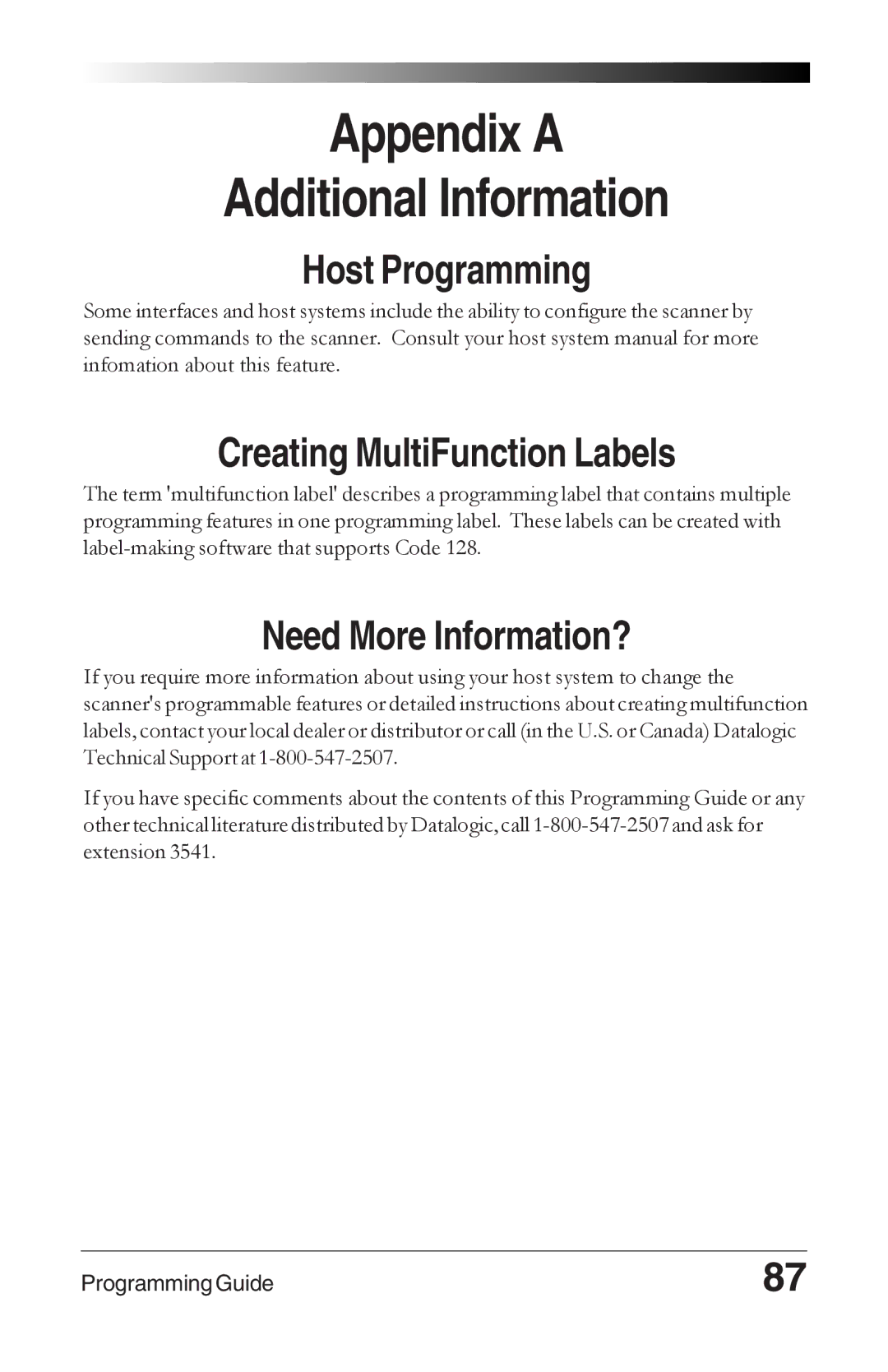 Datalogic Scanning 6000 PLUS manual Host Programming, Creating MultiFunction Labels, Need More Information? 