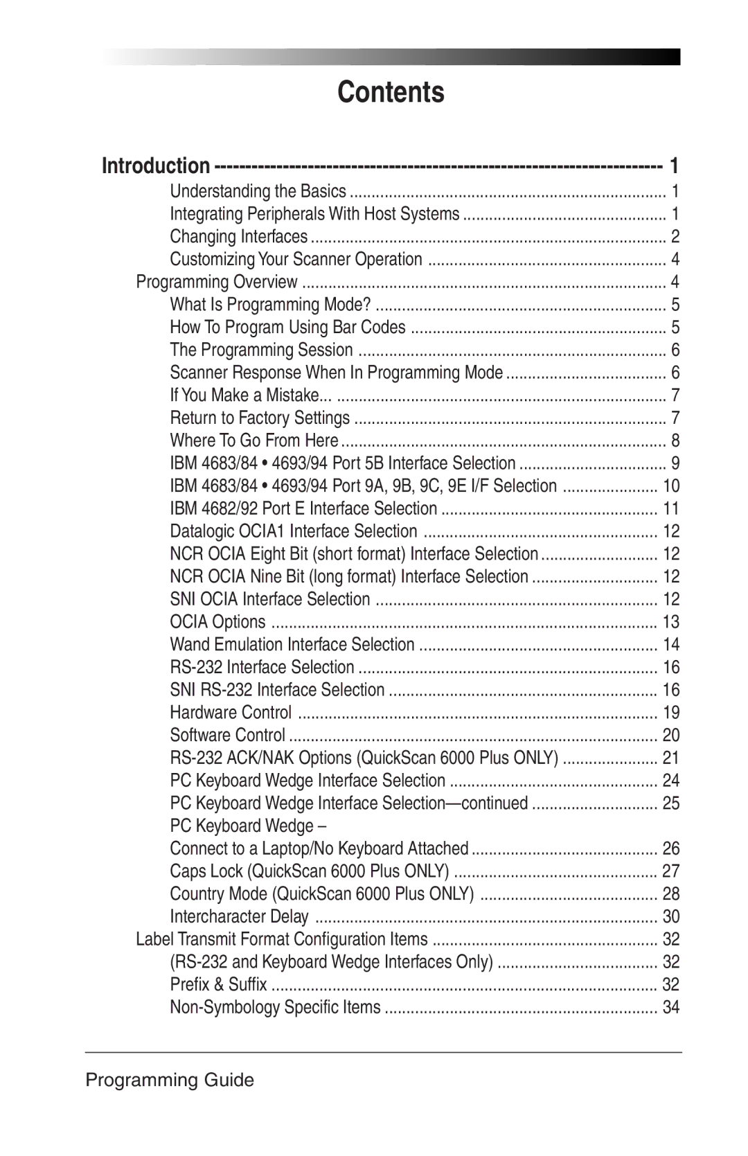 Datalogic Scanning 6000 manual Contents 