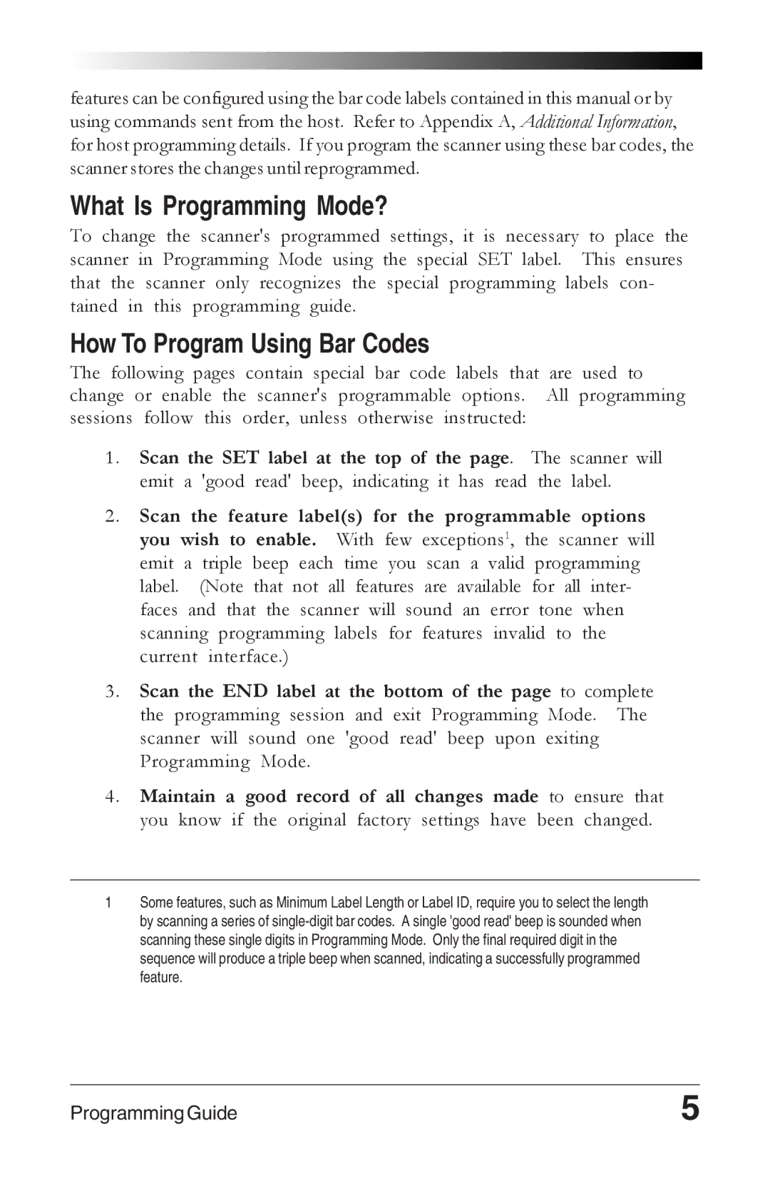 Datalogic Scanning 6000 manual What Is Programming Mode?, How To Program Using Bar Codes 