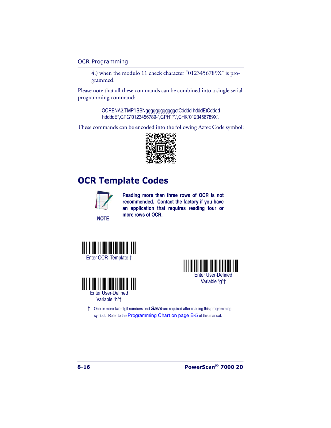 Datalogic Scanning 7000 manual OCR Template Codes 