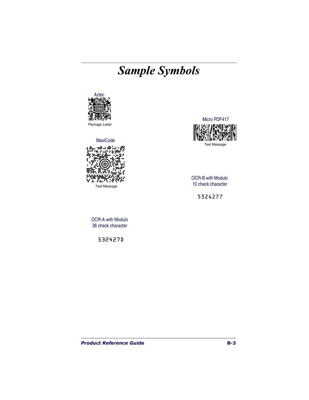 Datalogic Scanning 7000 manual Sample Symbols, Aztec 