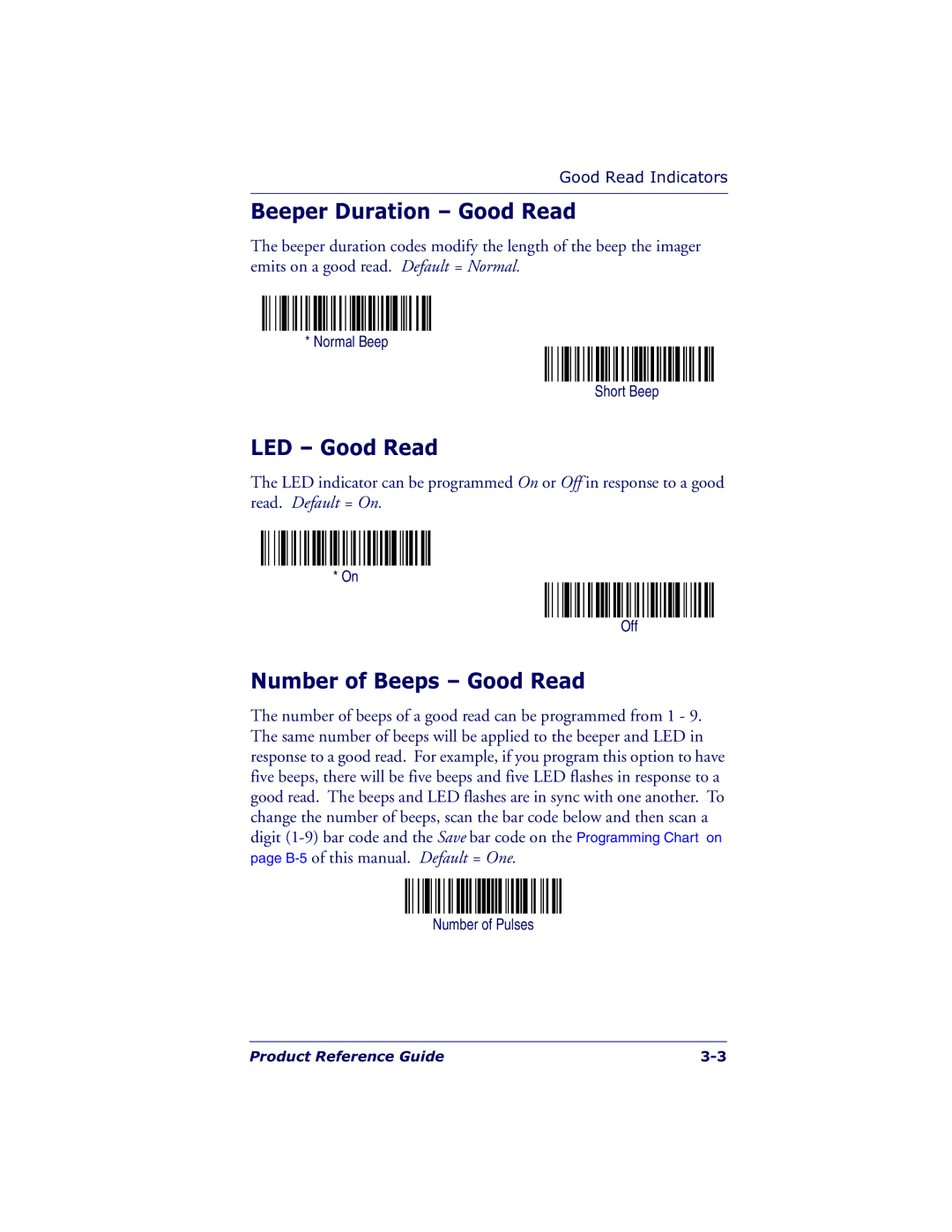 Datalogic Scanning 7000 manual Beeper Duration Good Read, LED Good Read, Number of Beeps Good Read, Normal Beep Short Beep 