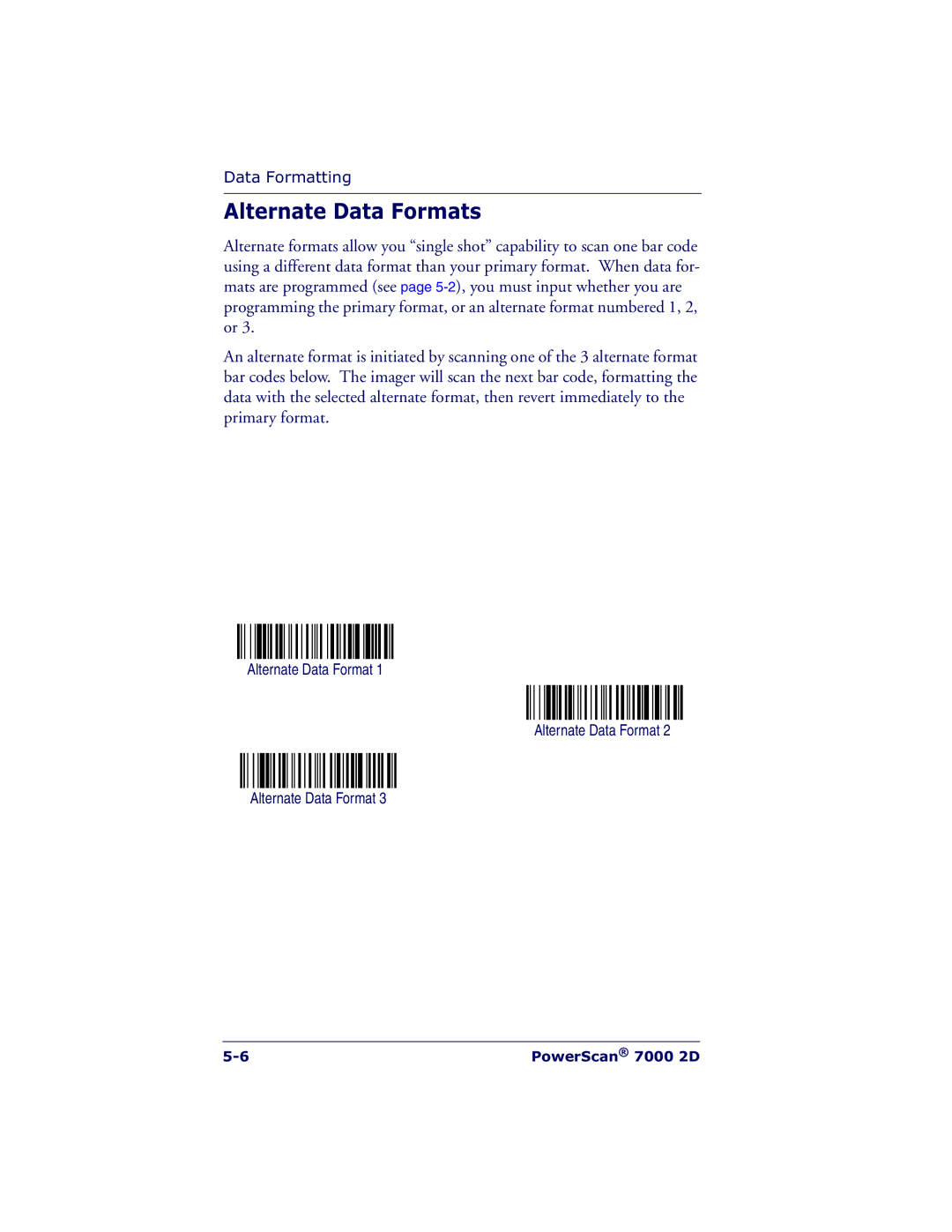 Datalogic Scanning 7000 manual Alternate Data Formats 