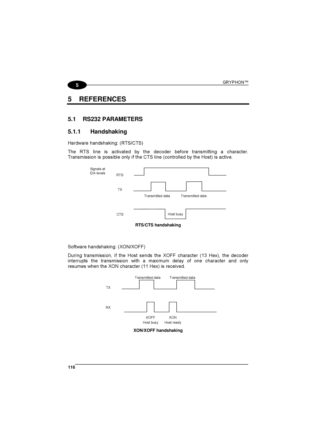 Datalogic Scanning 90ACC1780 manual RS232 Parameters, Handshaking, XON/XOFF handshaking 116 