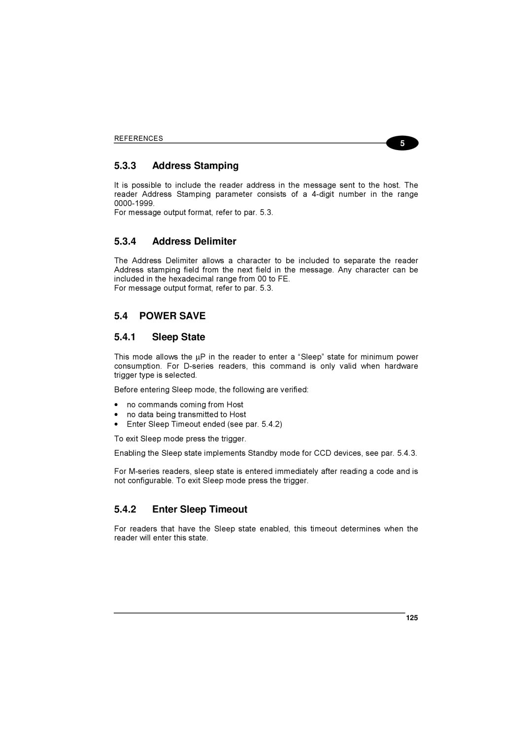 Datalogic Scanning 90ACC1780 manual Address Stamping, Address Delimiter, Sleep State, Enter Sleep Timeout, 125 