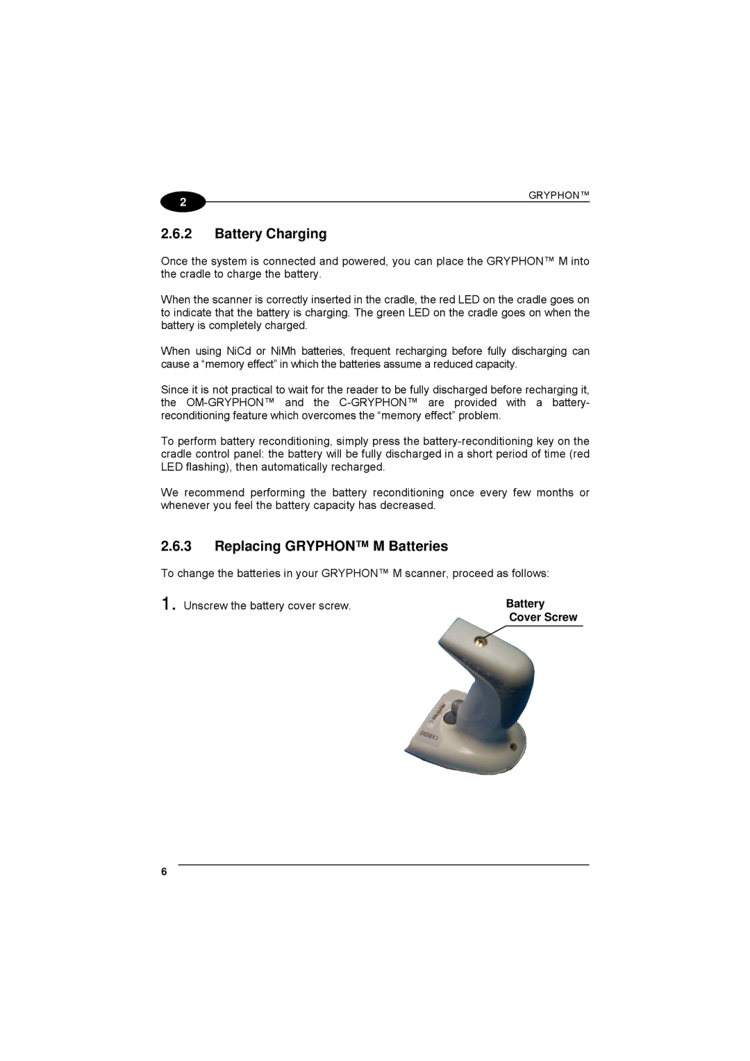 Datalogic Scanning 90ACC1780 manual Battery Charging, Replacing Gryphon M Batteries 