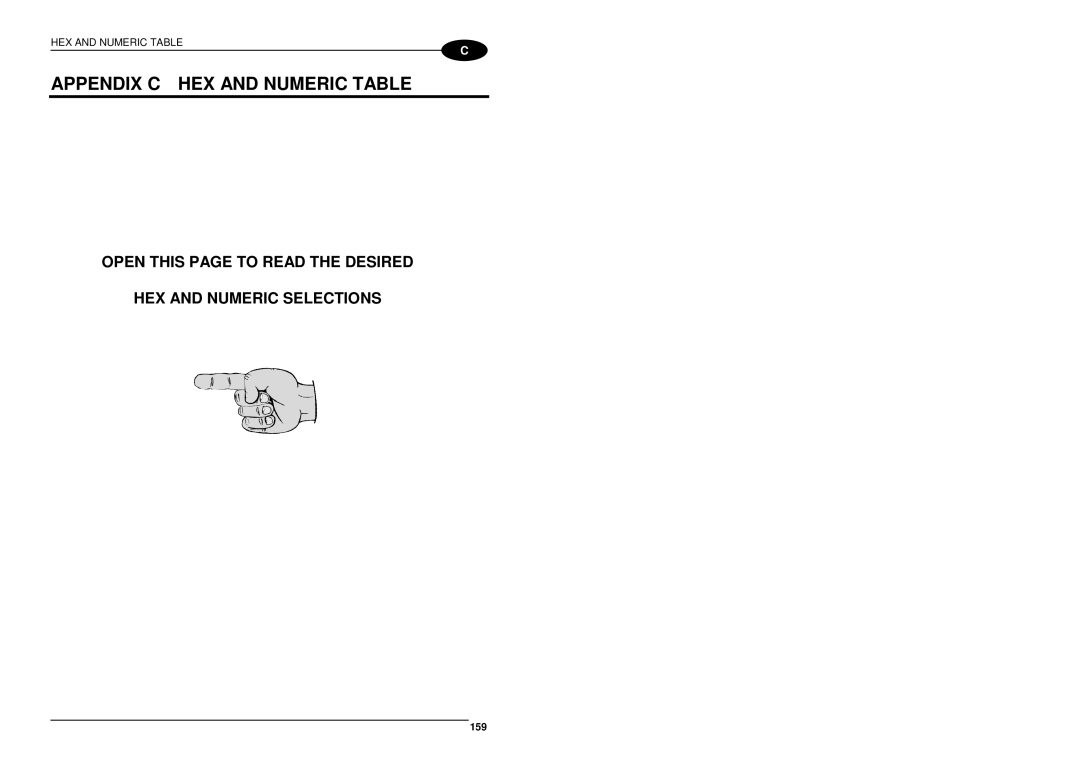 Datalogic Scanning 90ACC1780 manual Appendix C HEX and Numeric Table, 159 