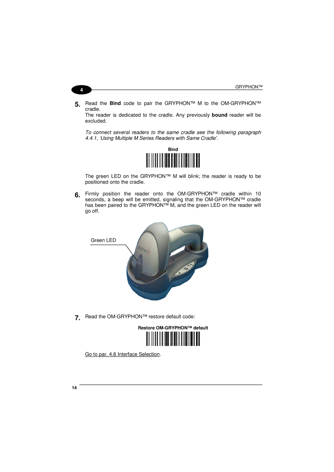 Datalogic Scanning 90ACC1780 manual Bind 3/*k, Restore OM-GRYPHON default 39Rk 