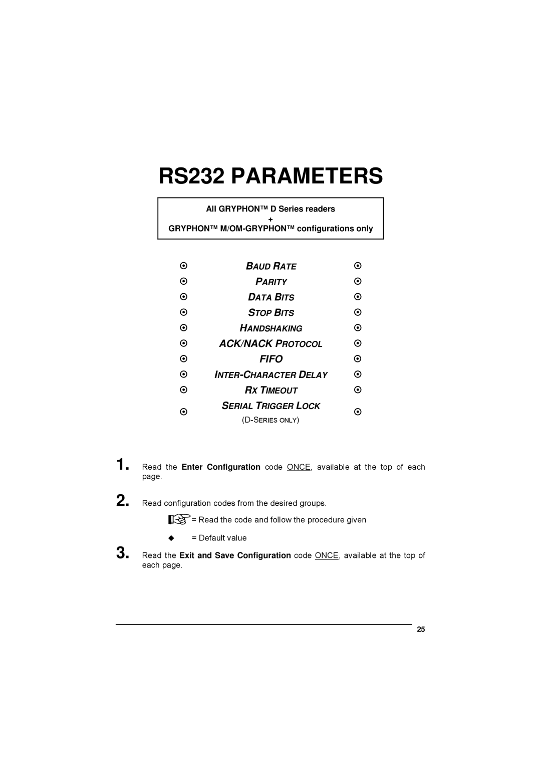 Datalogic Scanning 90ACC1780 manual Baud Rate Parity Data Bits Stop Bits Handshaking 