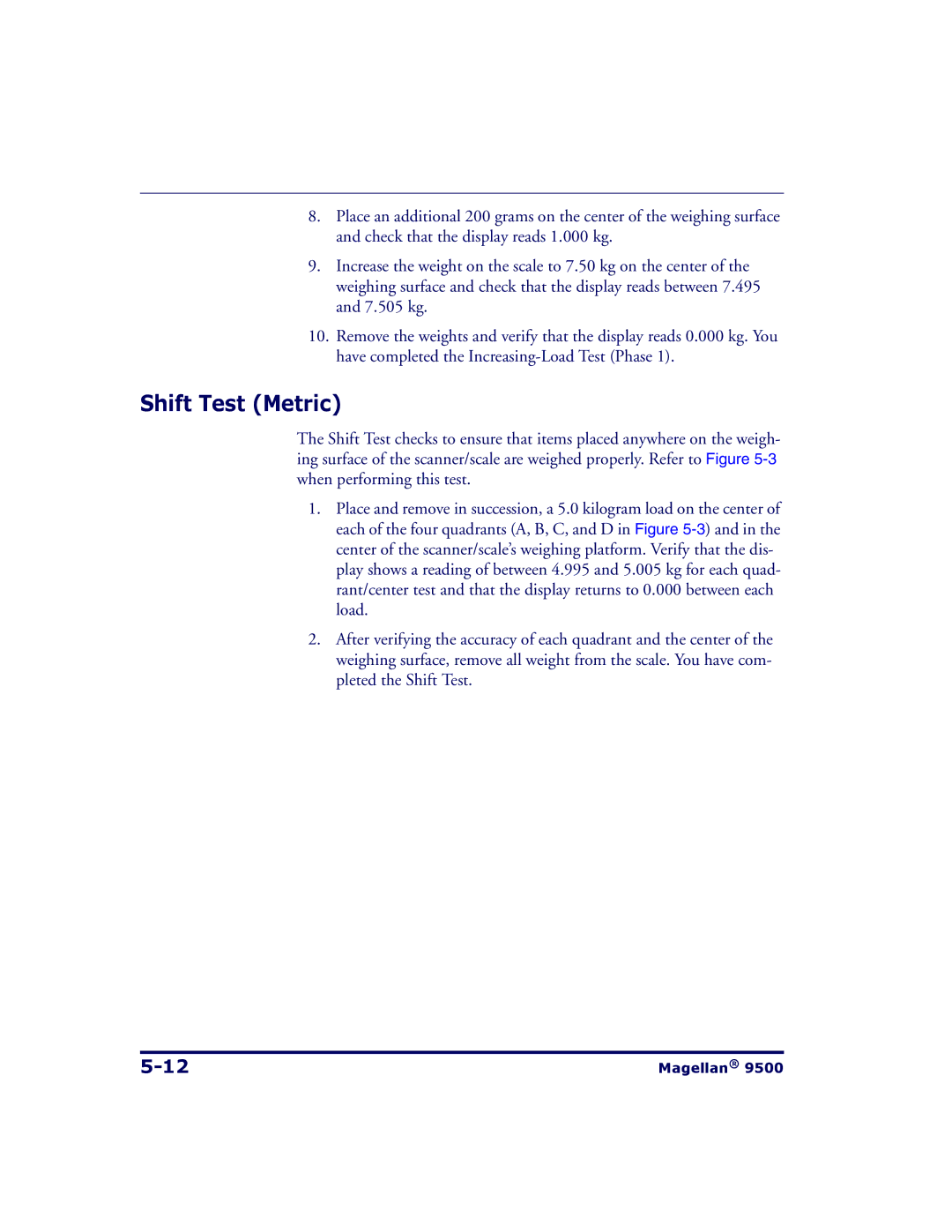 Datalogic Scanning 9504, 9500 manual Shift Test Metric 