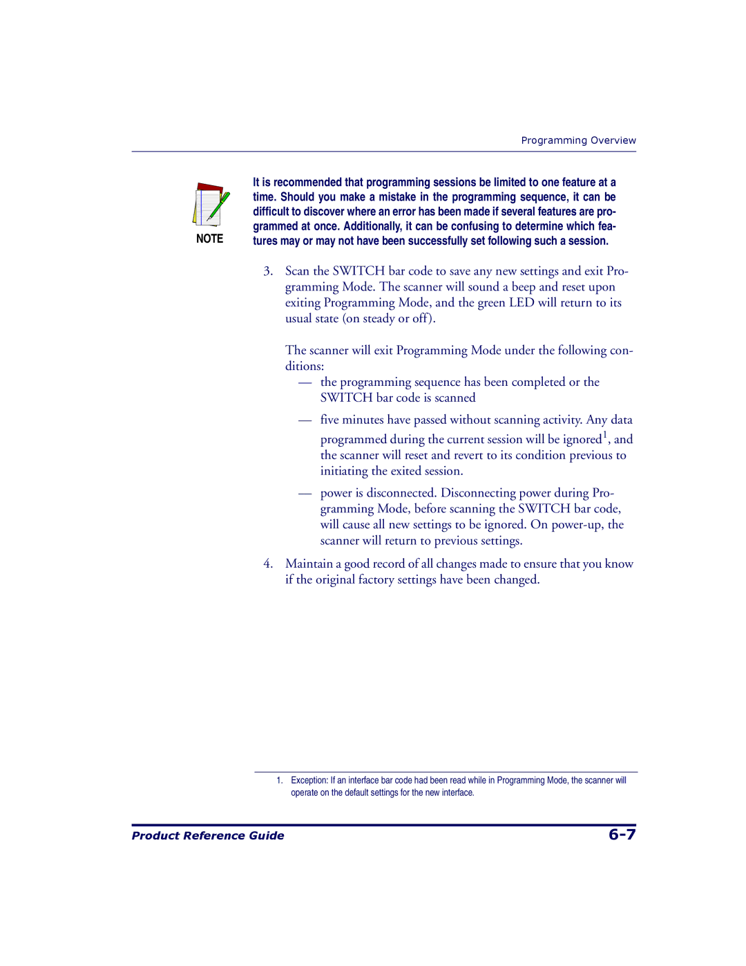 Datalogic Scanning 9500, 9504 manual Programming Overview 