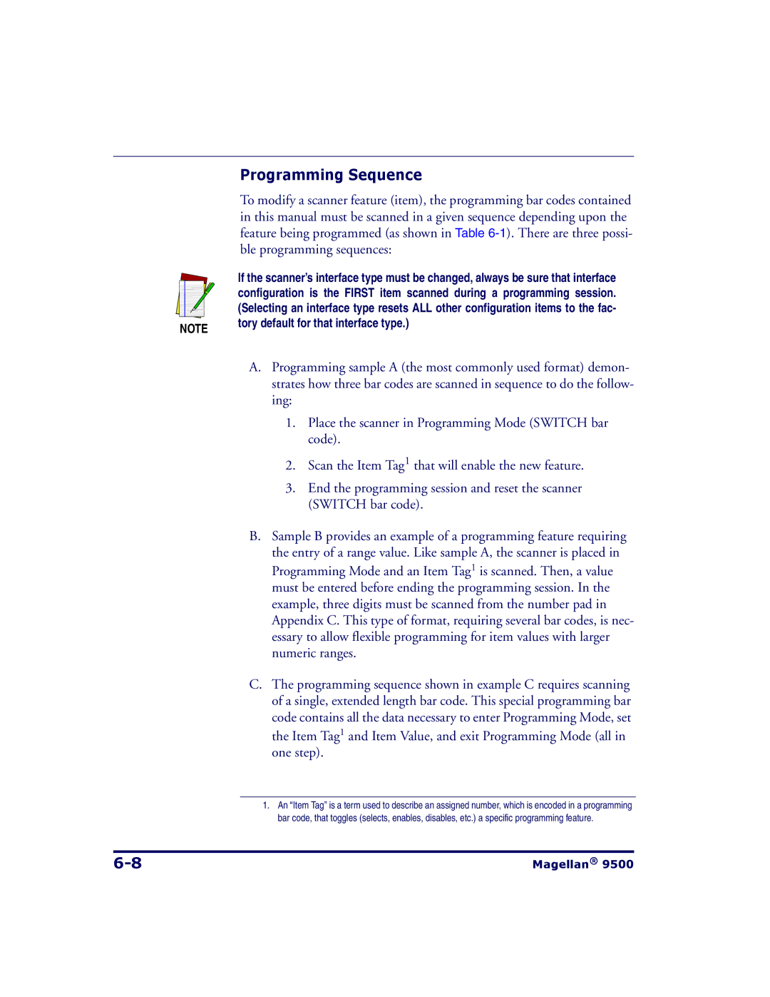 Datalogic Scanning 9504, 9500 manual Programming Sequence 