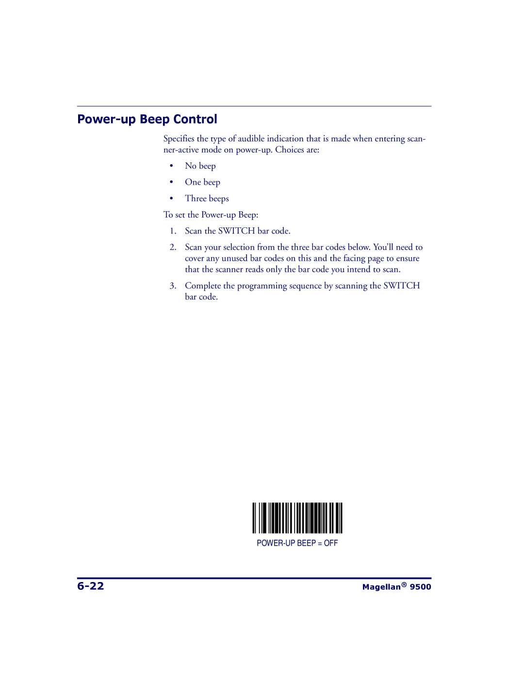 Datalogic Scanning 9504, 9500 manual Power-up Beep Control 