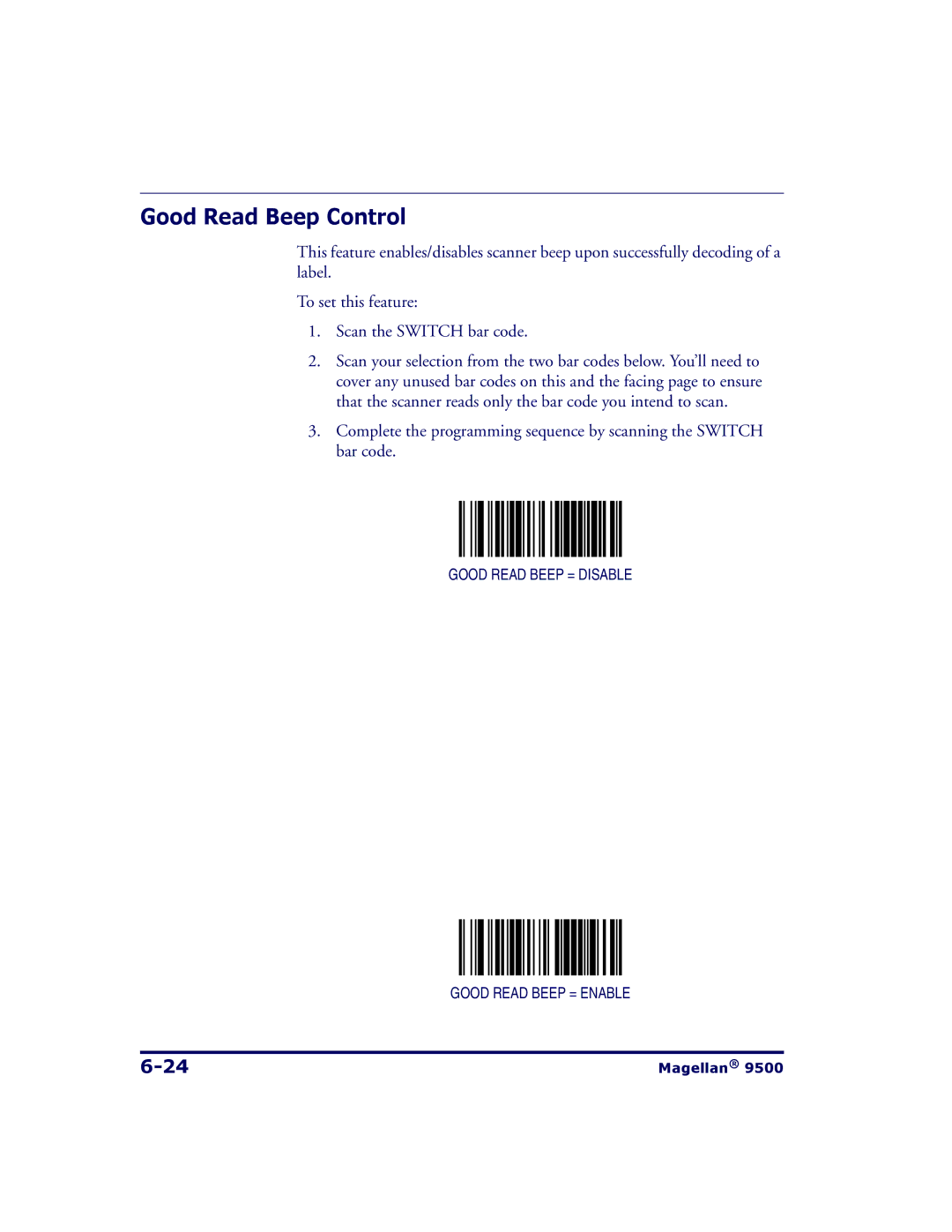 Datalogic Scanning 9504, 9500 manual Good Read Beep Control 