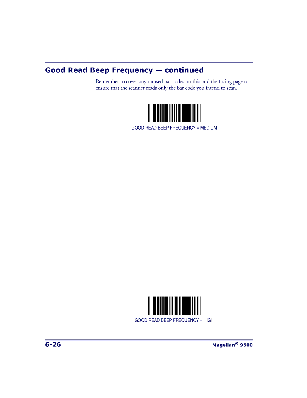 Datalogic Scanning 9504, 9500 manual Good Read Beep Frequency 