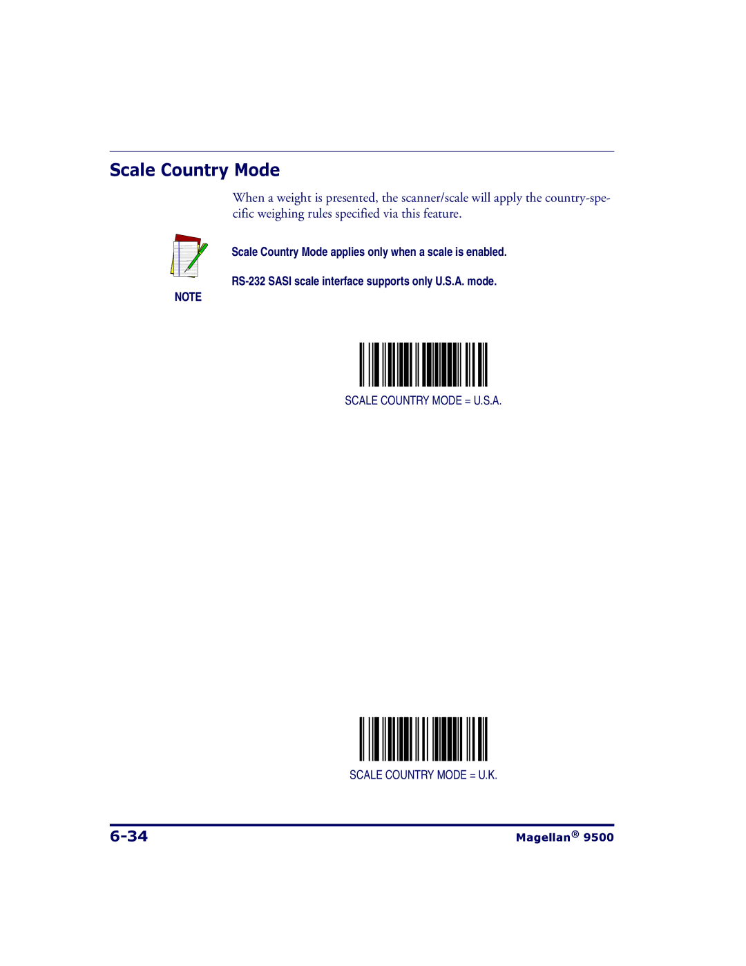 Datalogic Scanning 9504, 9500 manual Scale Country Mode 