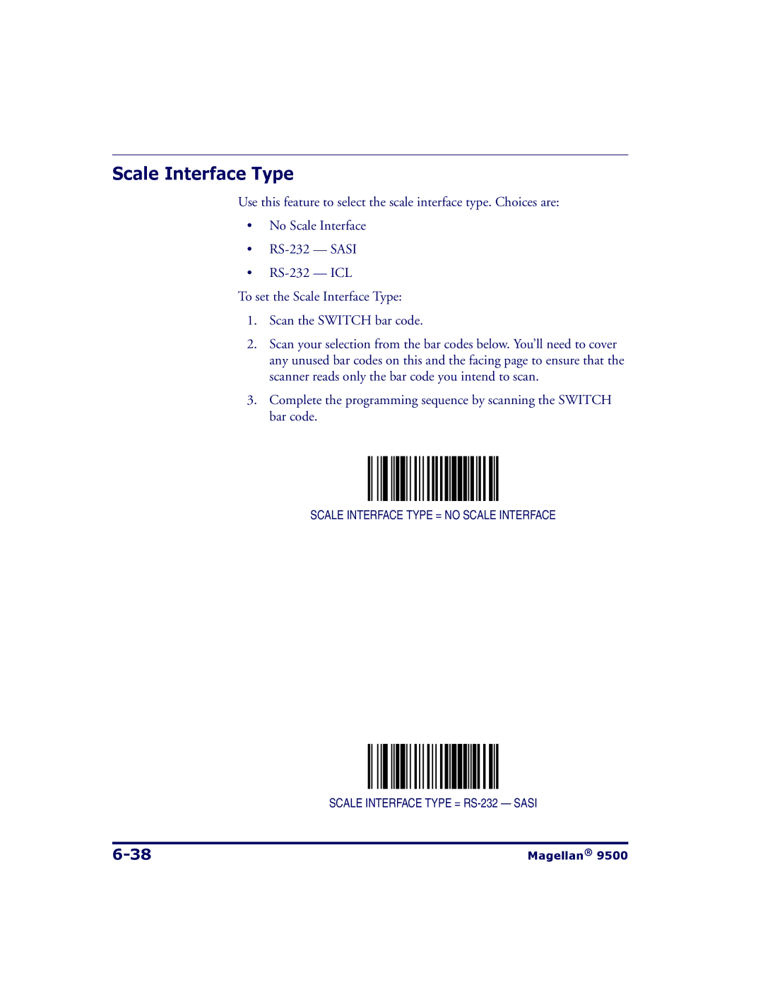 Datalogic Scanning 9504, 9500 manual Scale Interface Type 