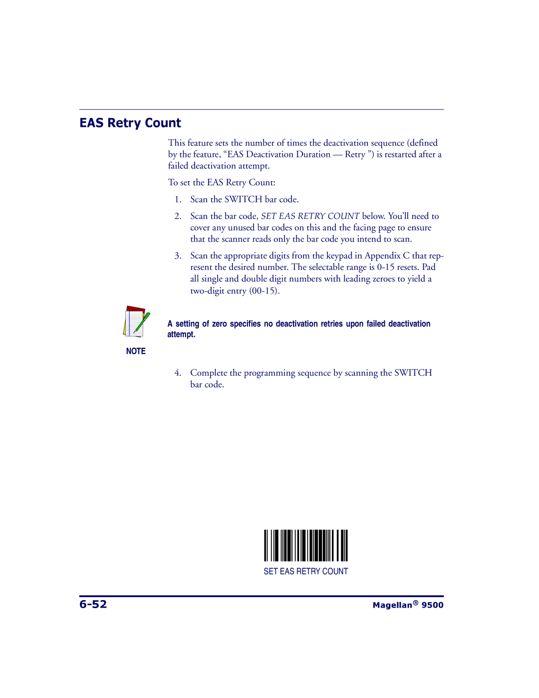 Datalogic Scanning 9504, 9500 manual EAS Retry Count 