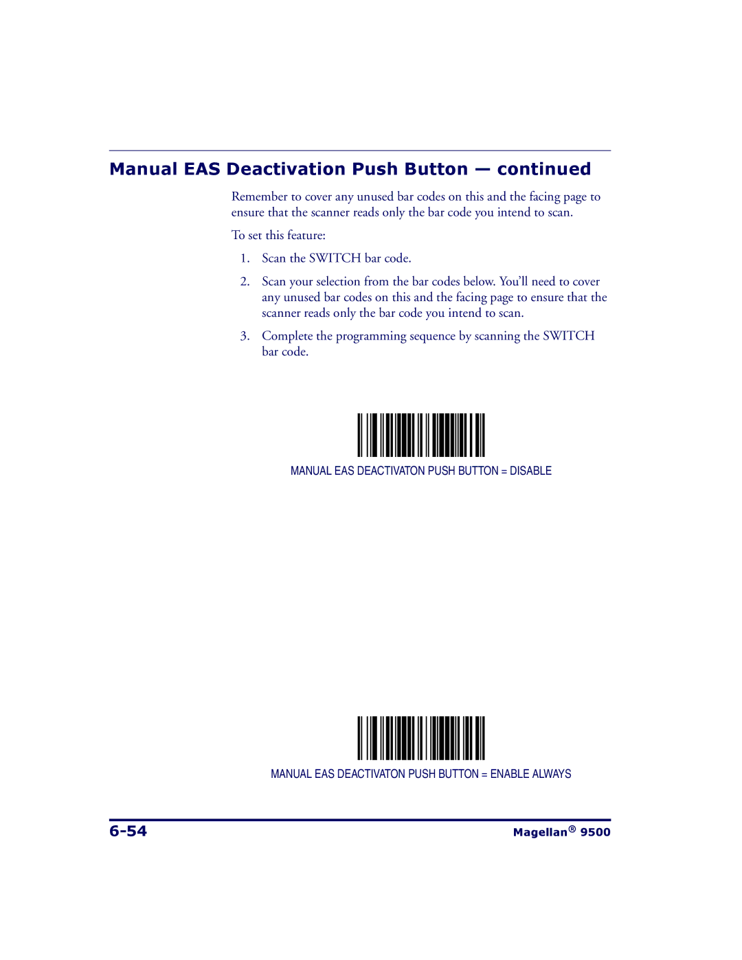Datalogic Scanning 9504, 9500 manual Manual EAS Deactivation Push Button 