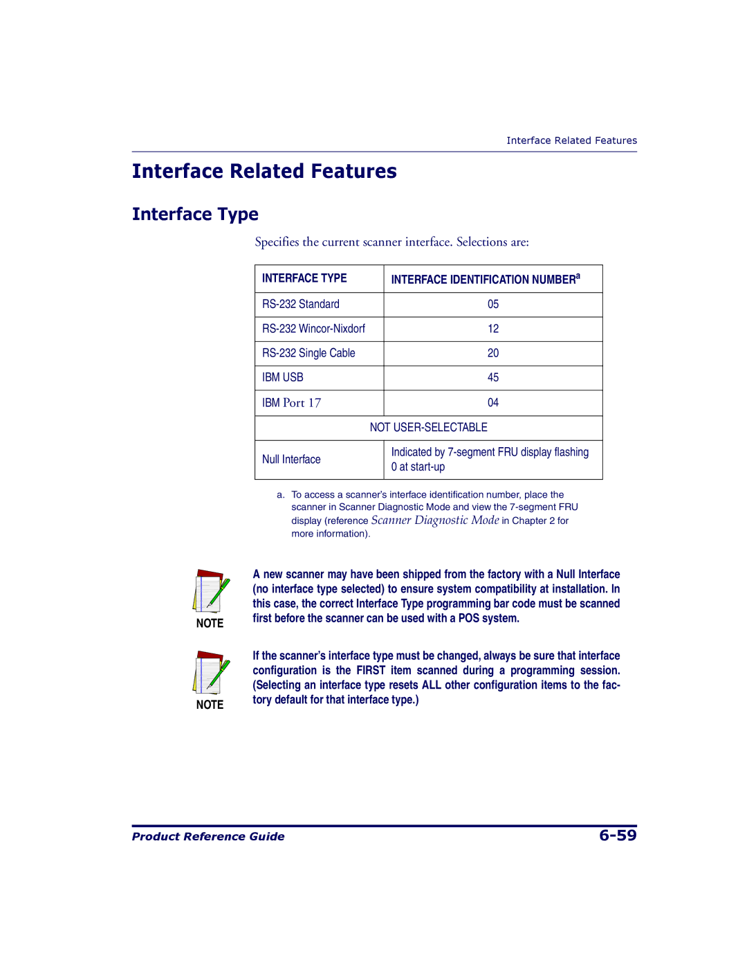 Datalogic Scanning 9500, 9504 manual Interface Related Features, Interface Type, IBM Port 