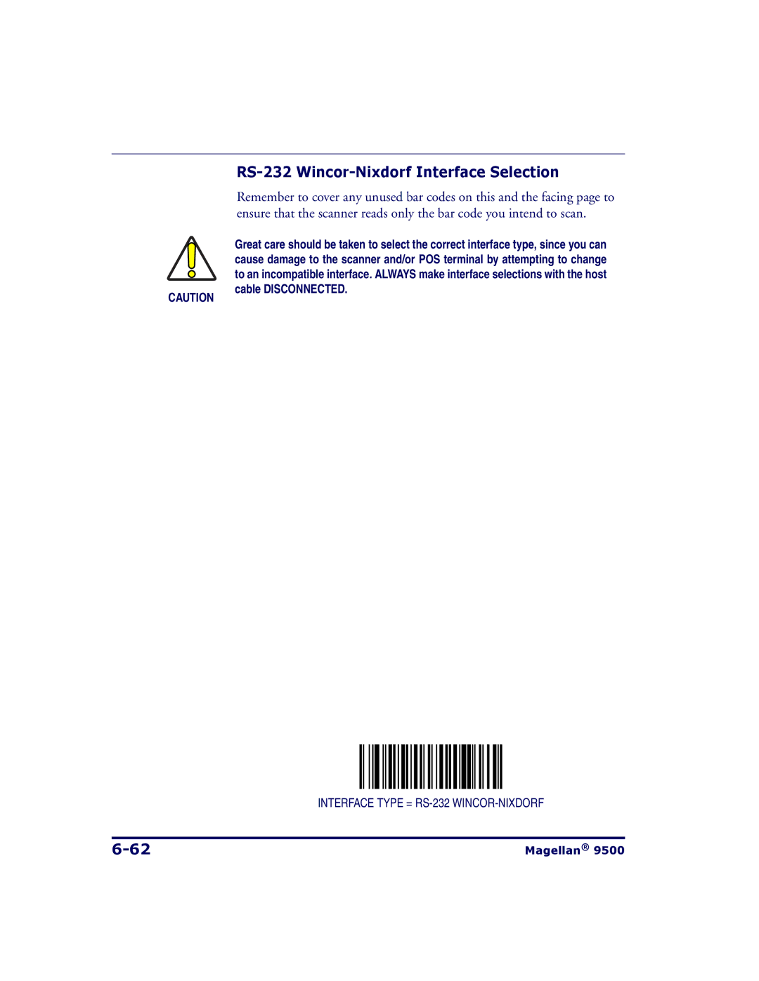 Datalogic Scanning 9504, 9500 manual RS-232 Wincor-Nixdorf Interface Selection 
