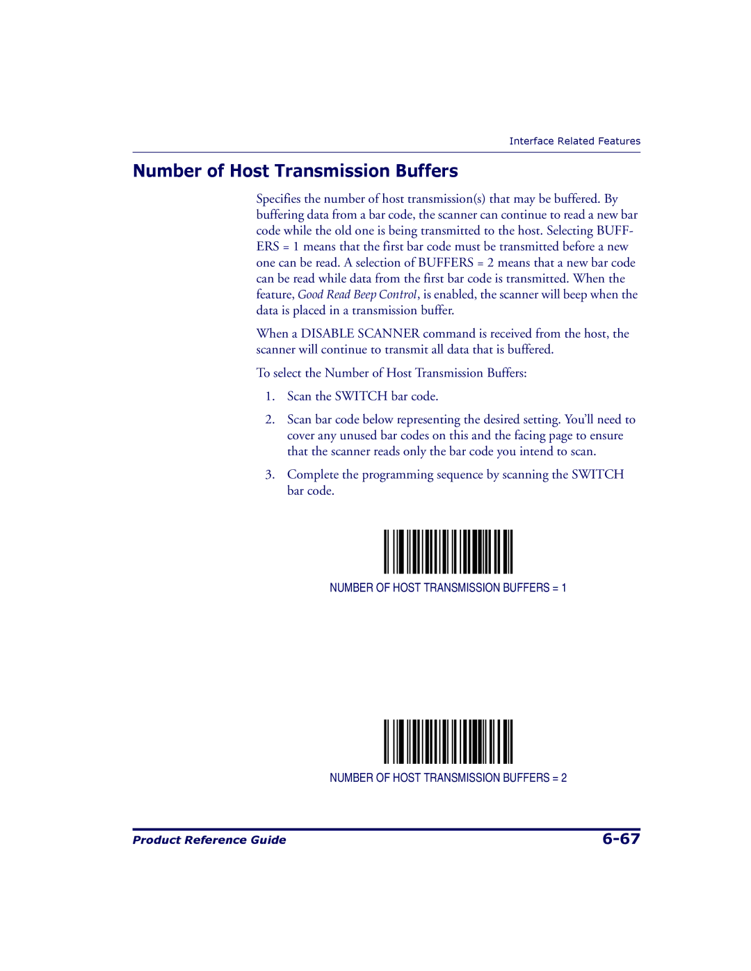 Datalogic Scanning 9500, 9504 manual Number of Host Transmission Buffers 