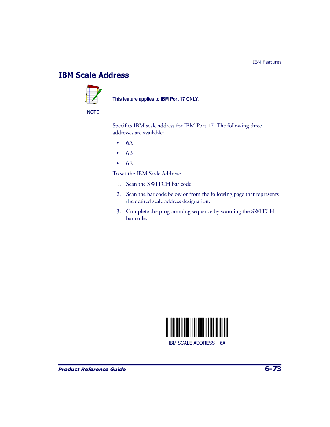 Datalogic Scanning 9500, 9504 manual IBM Scale Address 