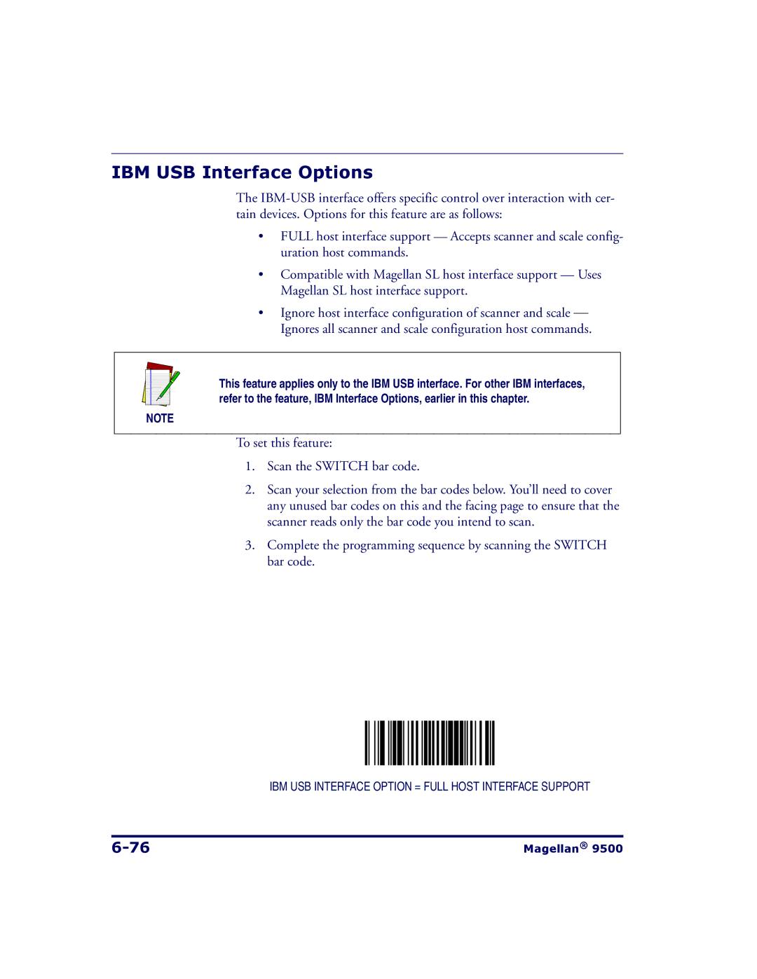 Datalogic Scanning 9504, 9500 manual IBM USB Interface Options 