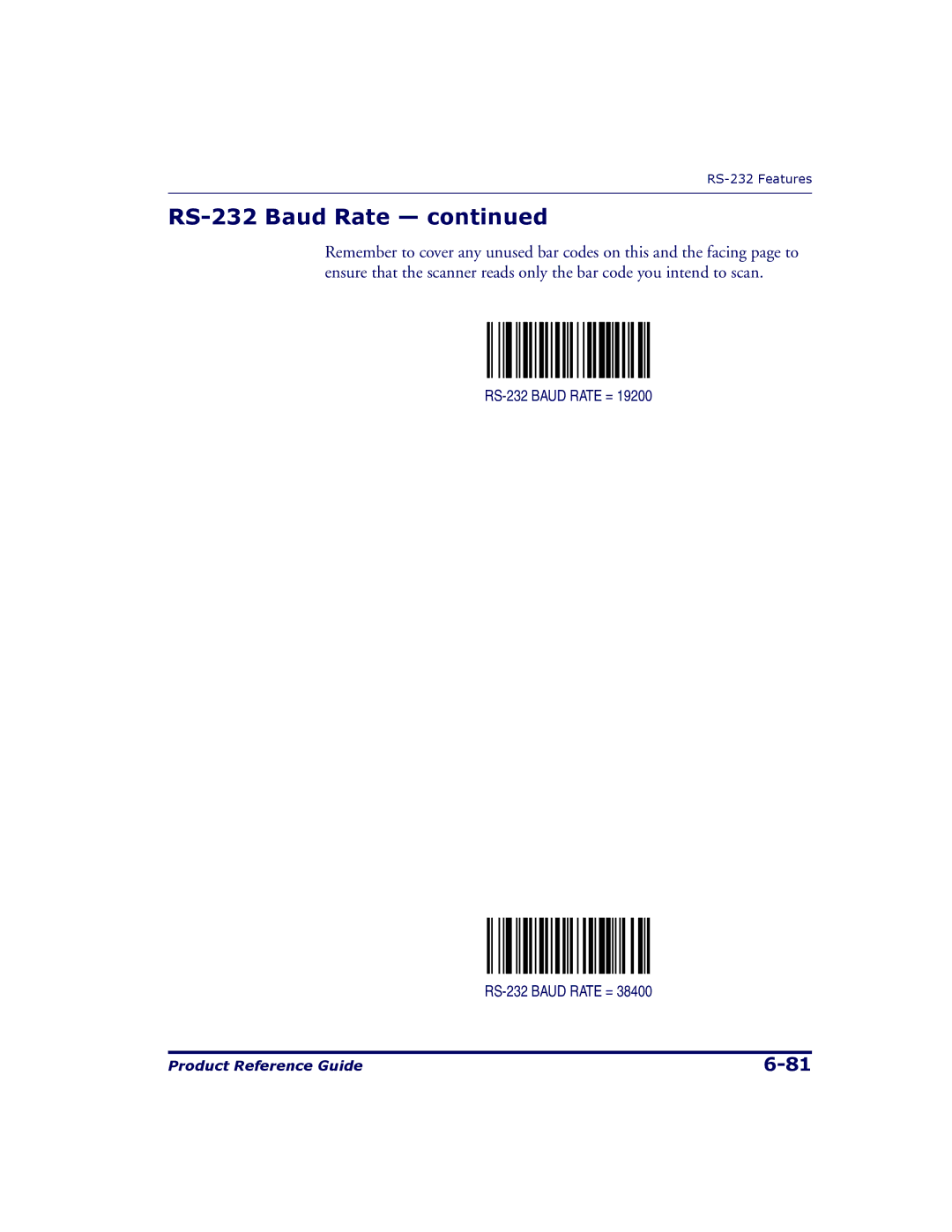 Datalogic Scanning 9500, 9504 manual RS-232 Baud Rate 