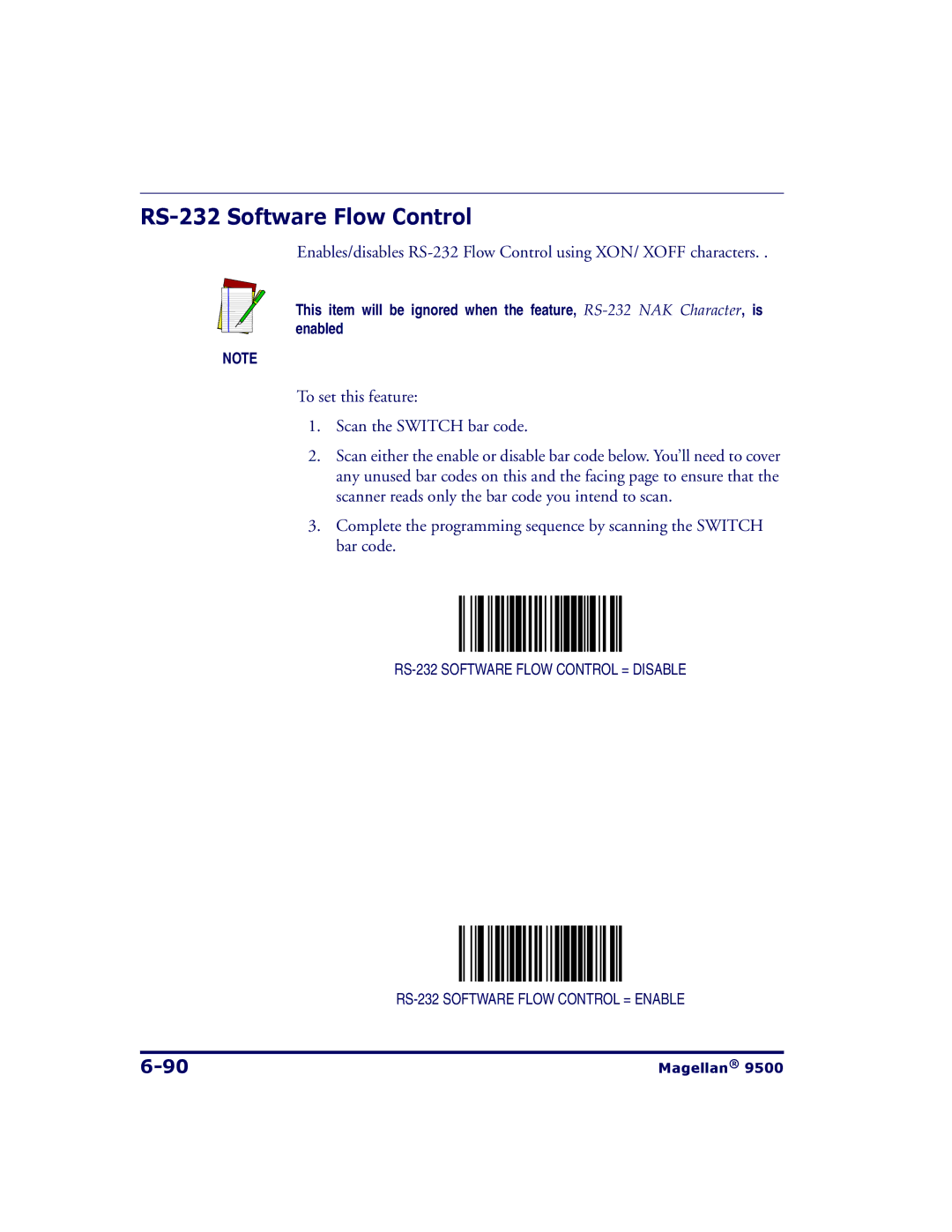 Datalogic Scanning 9504, 9500 manual RS-232 Software Flow Control 