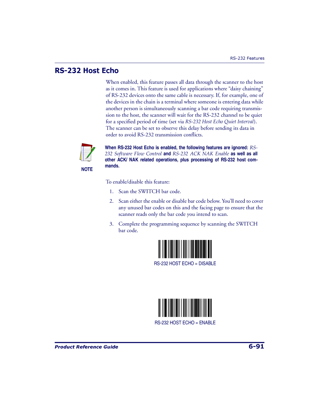 Datalogic Scanning 9500, 9504 manual RS-232 Host Echo 